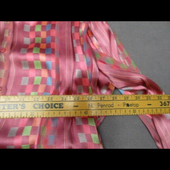 Vintage The Silk Farm Icinoo 100% Silk Blouse Purple Button Sheer Shirt Top - Picture 3 of 7